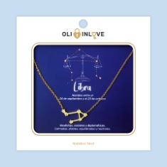 Picture of Collar de Acero Dorado de Horóscopo Libra